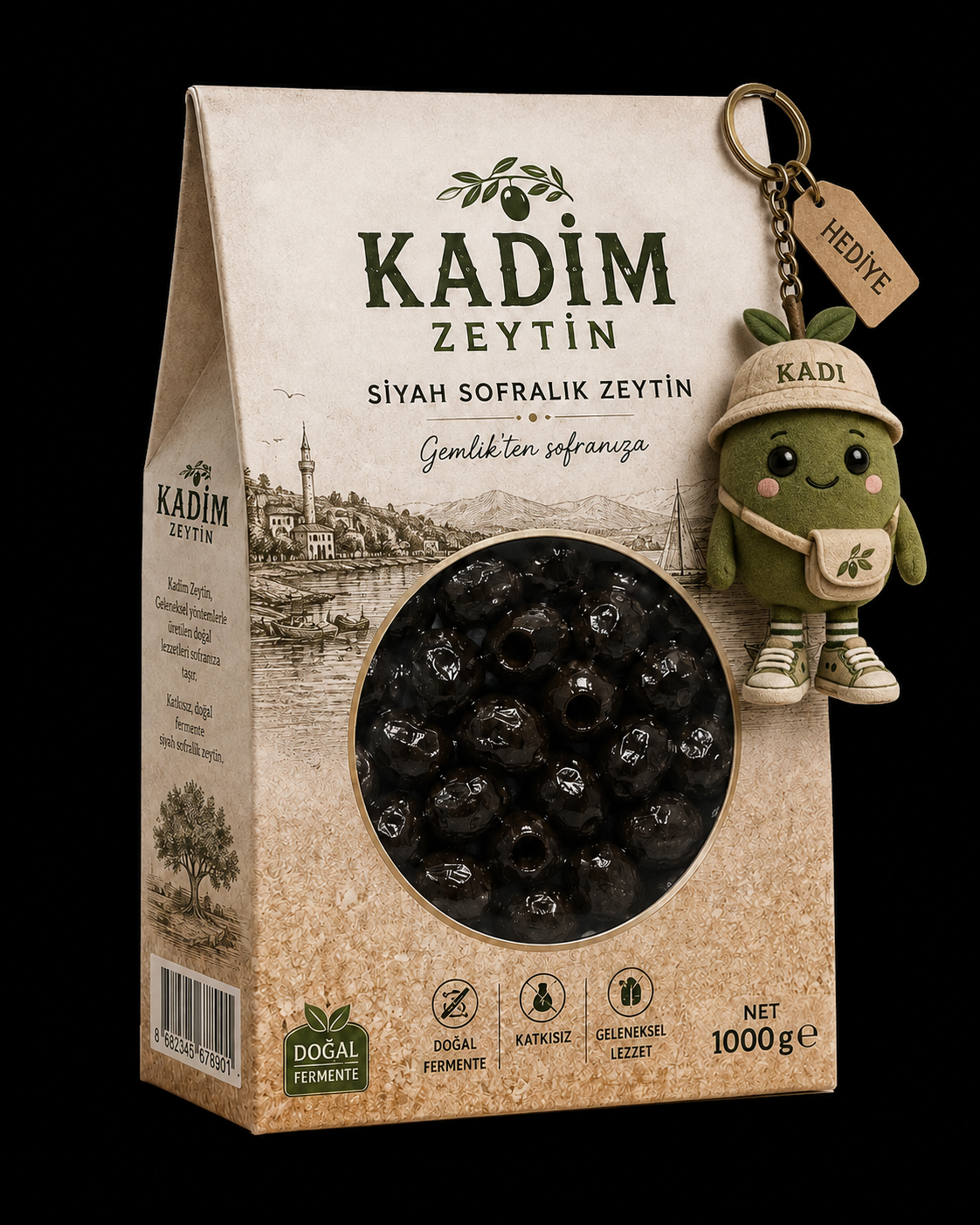 Sofralık Siyah Zeytin 1 kg | KADİ Anahtarlık Hediyeli